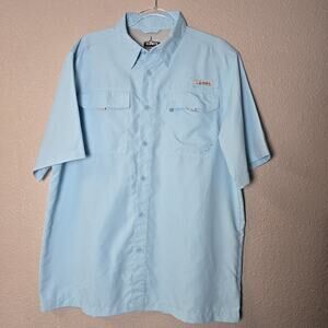 Habit Fishing Shirt Men's Large Blue Short Sleeve Vented Lightweight Solar 40+
